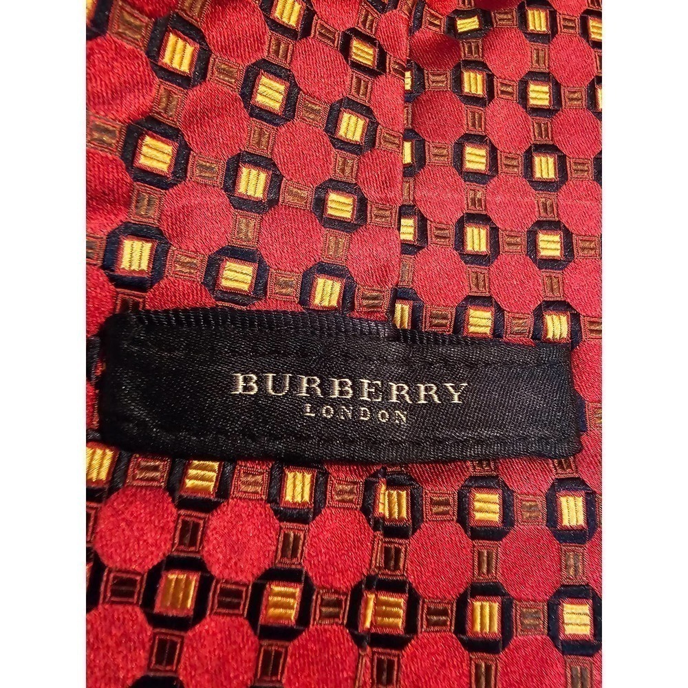 Burberry Luxury Silk tie. Red and‎ gold. Made in Italy - Picture 3 of 7